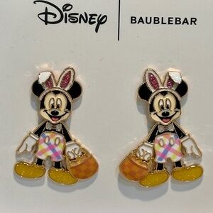 Disney Baublebar MICKEY MOUSE Crystal EASTER BUNNY Movable Drop Earrings NEW °O°